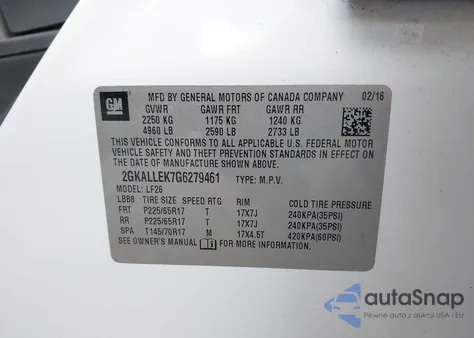 2016 GMC Terrain Sl из США, поврежденный, VIN 2GKALLEK7G6279461